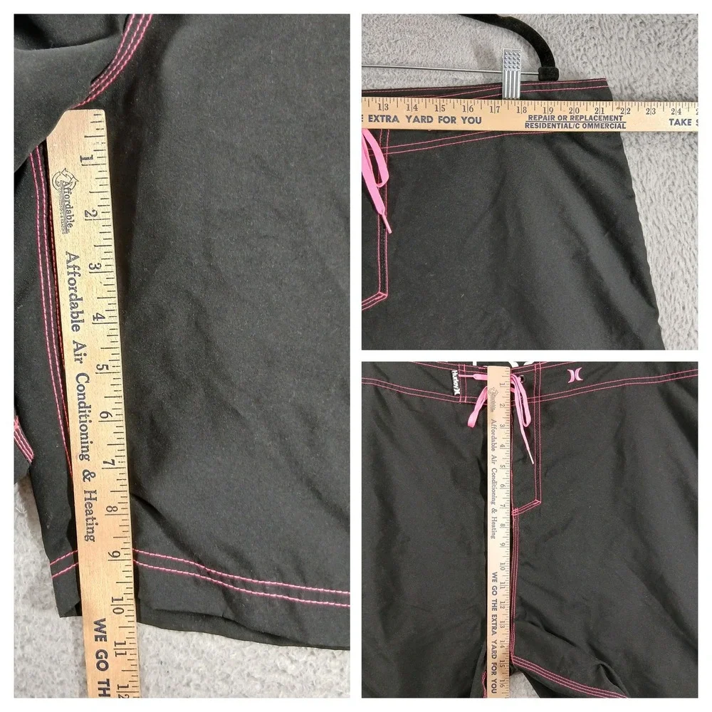 Hurley Board Shorts Phantom Black Pink Contrast Stitching Surf Swim Size 42
